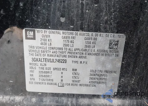 2018 GMC Terrain Sle z USA, uszkodzony, nr VIN 3GKALTEV0JL246220